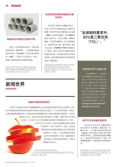 《歐洲涂料雜志中文版》（電子刊）2019第1期