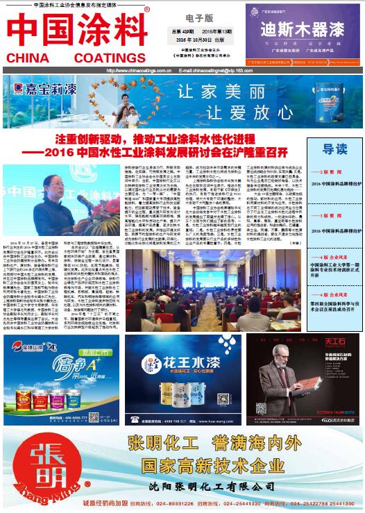 中國涂料報(bào)紙 2016年第13期